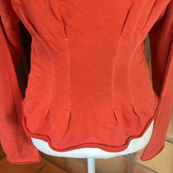 Pilcro by Anthropologie Orange Cinch Waist Sweatshirt Top, size S - Picture 3 of 11